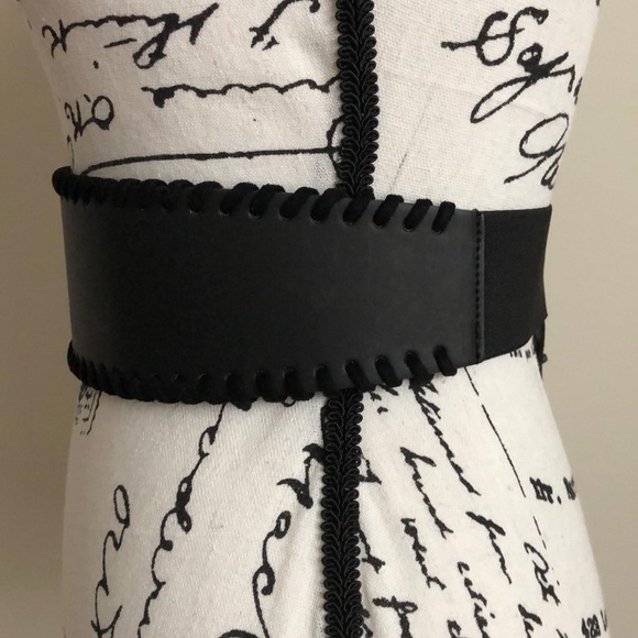 NWT INC Black Whipstitched Belt - Picture 2 of 5